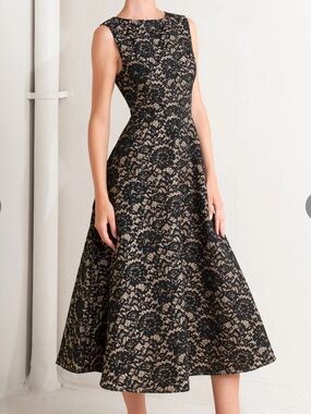 NEW FREEMARKET NIGHTFALL CHIC LACE WOVEN MIDI DRESS SIZE: L